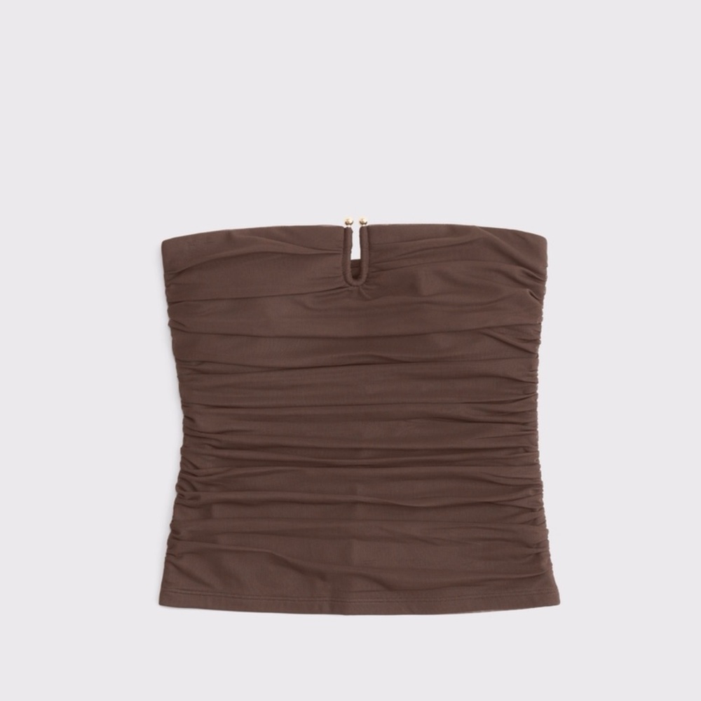 Abercrombie & Fitch Brown Strapless Ruched Camisole